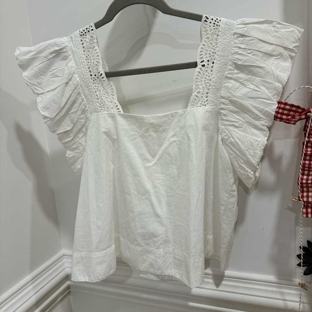 By Anthropologie / White Embroidered
Peasant Top / NWT Size M - Picture 7 of 16
